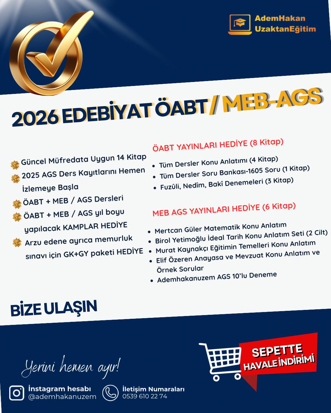 2026 EDEBİYAT ÖABT + AGS (Fiyatlar 31 Ekim'e kadar geçerli)